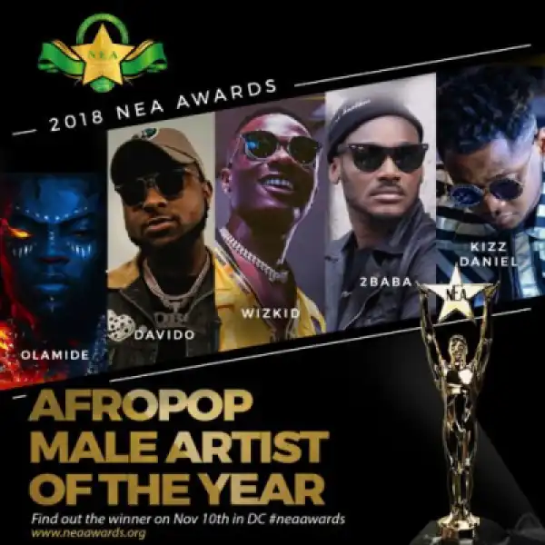 Wizkid, Olamide And Davido Battle For Best Male NEA Awards 2018. See Full List